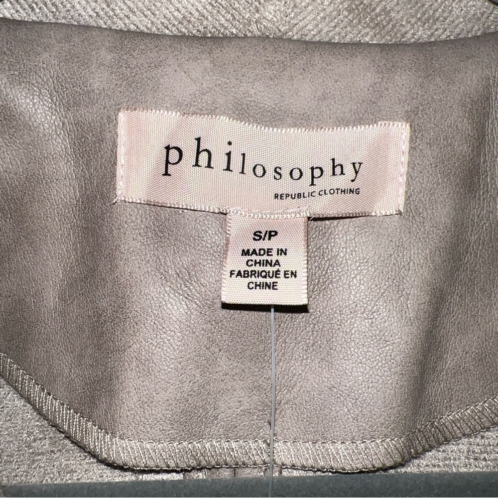 Philosophy Women’s Faux Leather Open Vest Buff Stone NWT - Picture 7 of 8